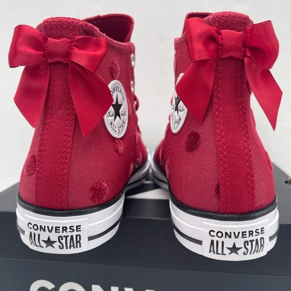 Converse Red Polka Dot Chuck Taylor All Star High Top Sneakers - Picture 10 of 16